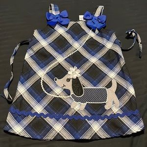 Silver/Blue Dachund Plaid Jumper -Size 4T